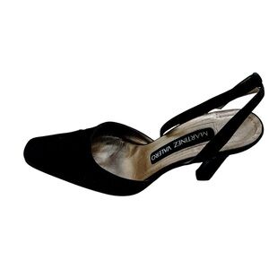 Martinez Valero Elegant Black Satin Slingback Heels